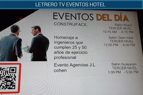 Letreros tv eventos en hotel